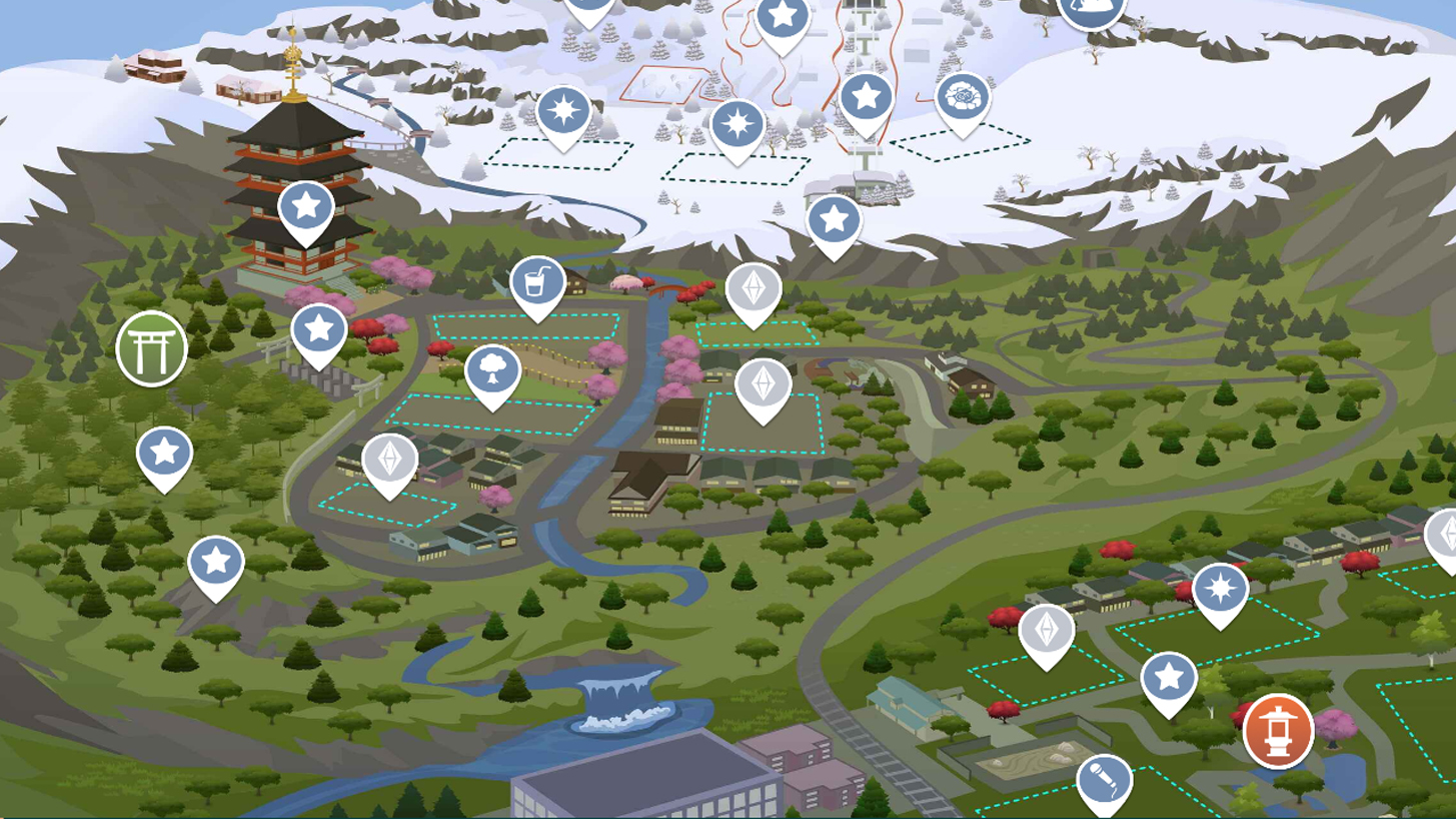 The Sims 4 Oasi Innevata: cartina interattiva